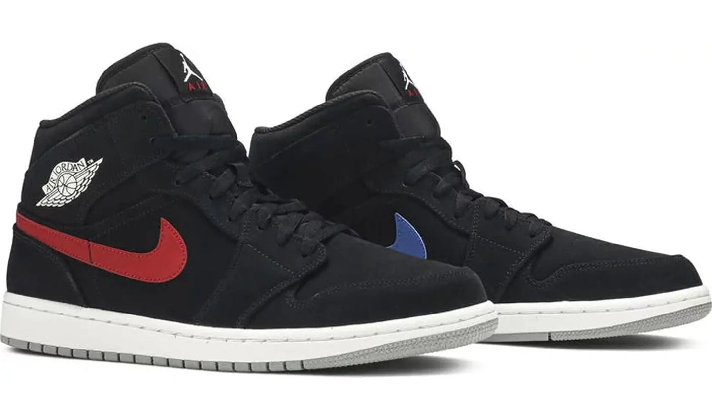 Jordan 1 Mid Mult-Color Swoosh Black