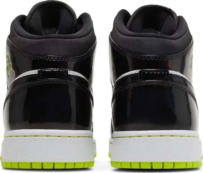 Jordan 1 Mid Black Cyber Mystic Green (GS)