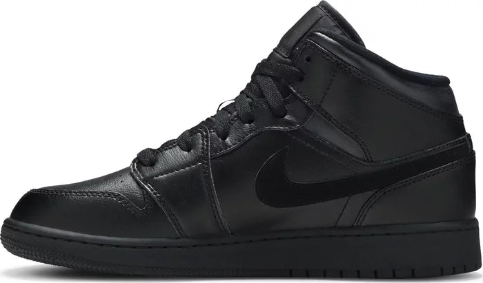 Jordan 1 Mid Deep Black Nubuck Swoosh (GS)