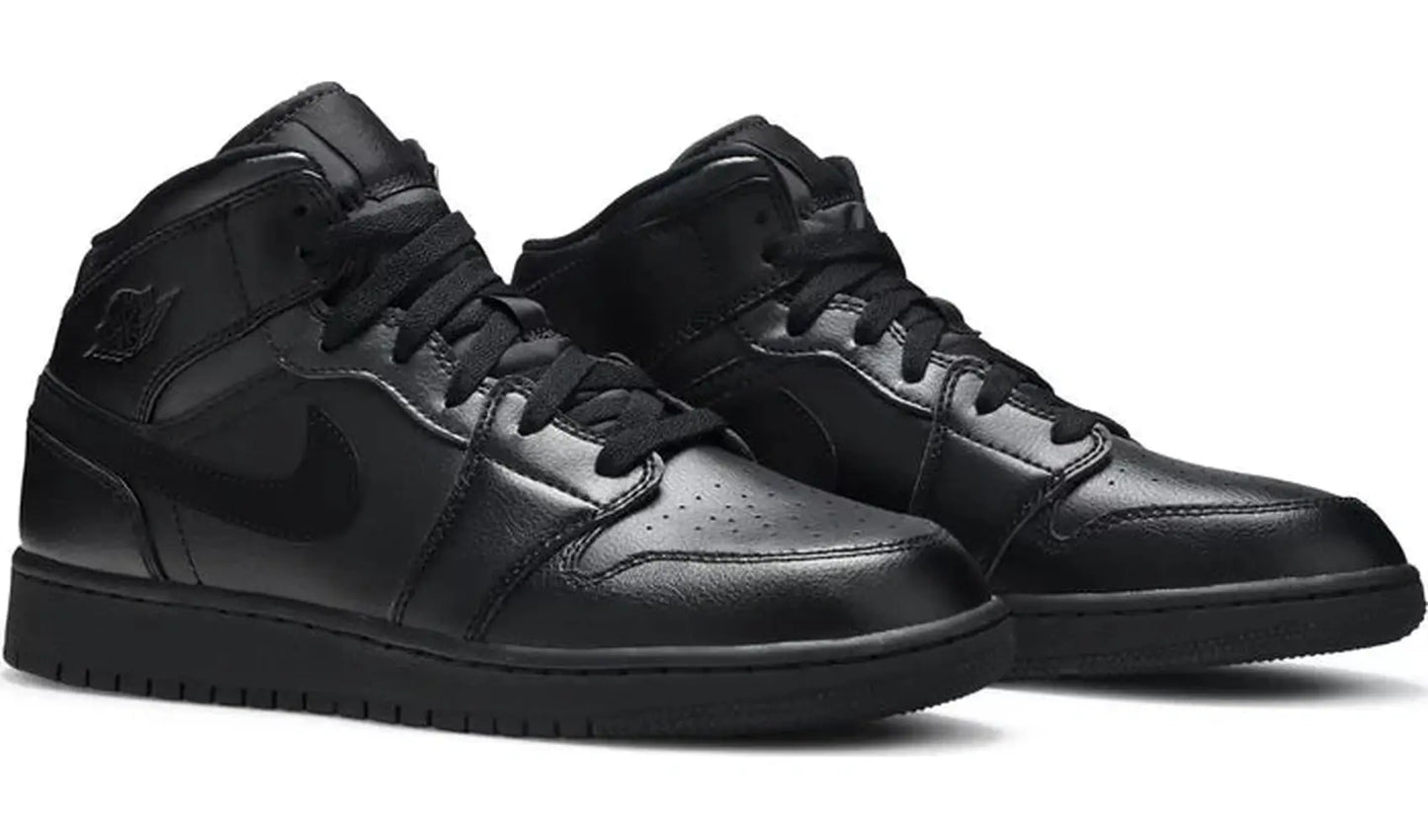 Jordan 1 Mid Deep Black Nubuck Swoosh (GS)