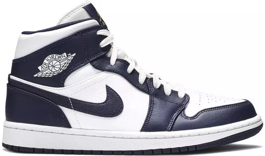 Jordan 1 Mid White Metallic Gold Obsidian