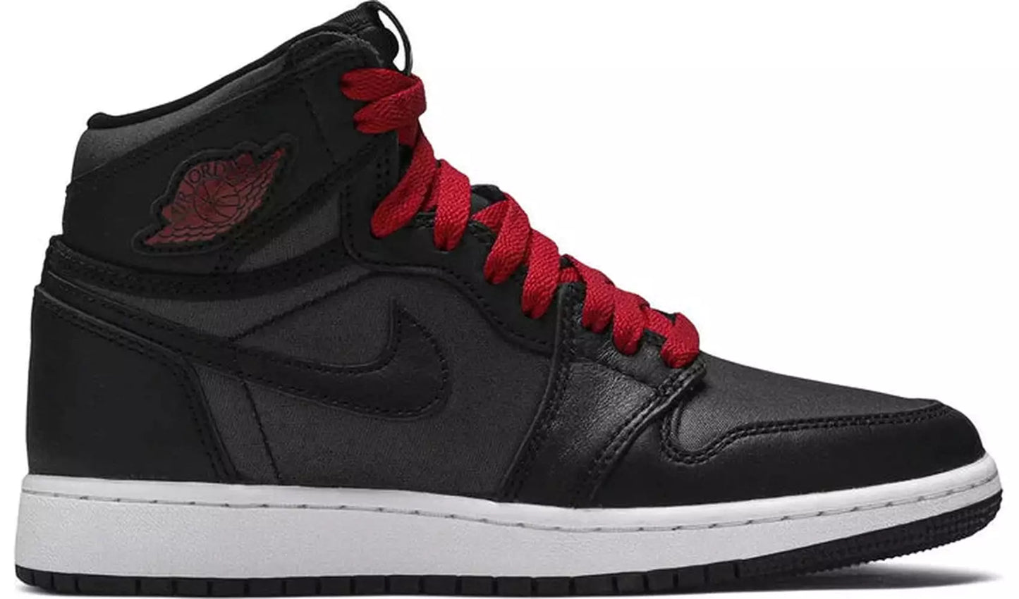 Jordan 1 Retro High Black Satin Gym Red Black (GS)