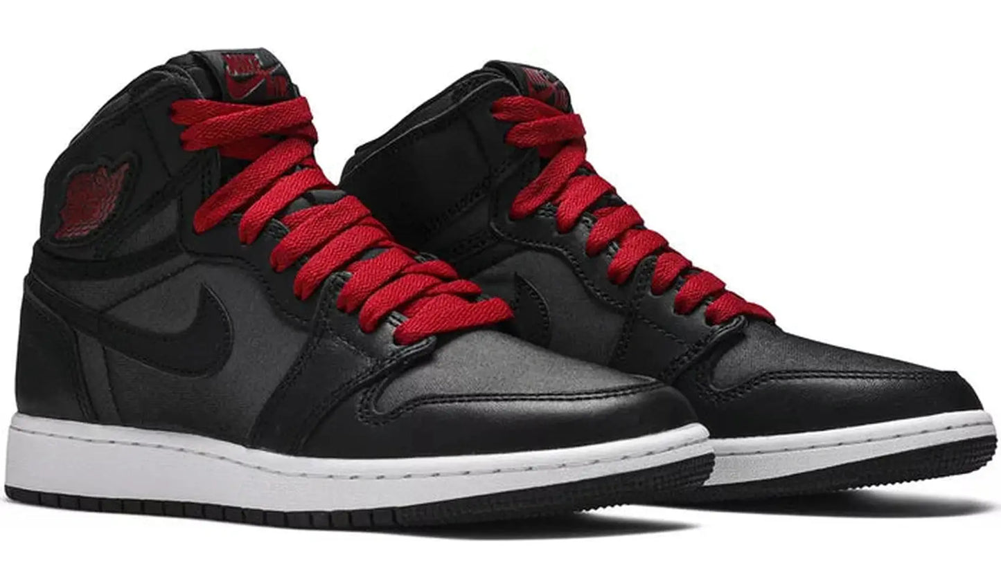 Jordan 1 Retro High Black Satin Gym Red Black (GS)