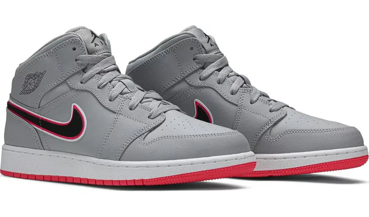 Jordan 1 Mid Wolf Grey Racer Pink (GS)