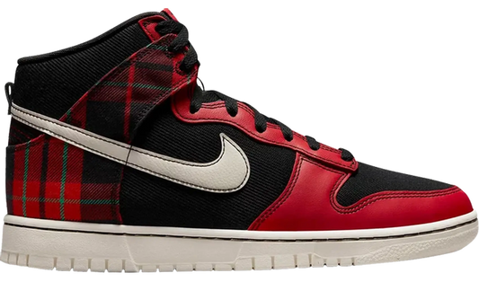 Nike Dunk High SE Tartan Plaid Black University Red